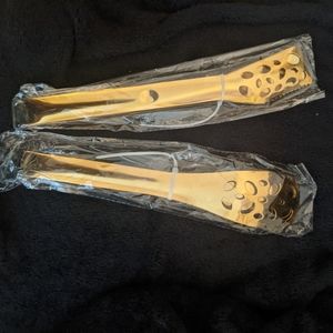 Gold Serving Tongs Set